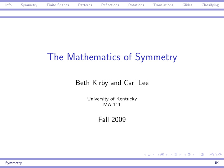 the mathematics of symmetry
