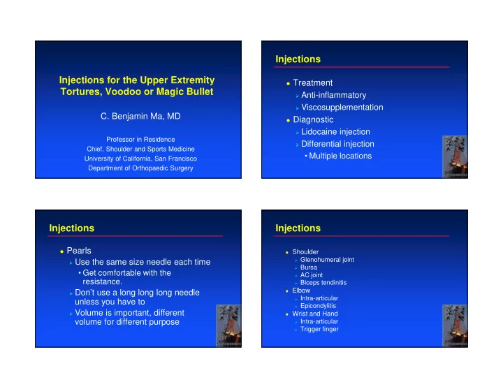 injections injections for the upper extremity