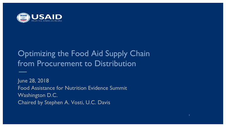optimizing the food aid supply chain from procurement to