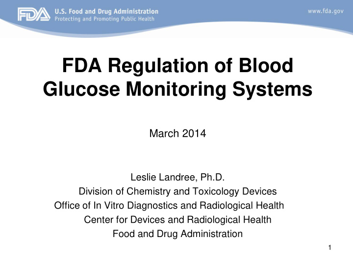 fda regulation of blood glucose monitoring systems