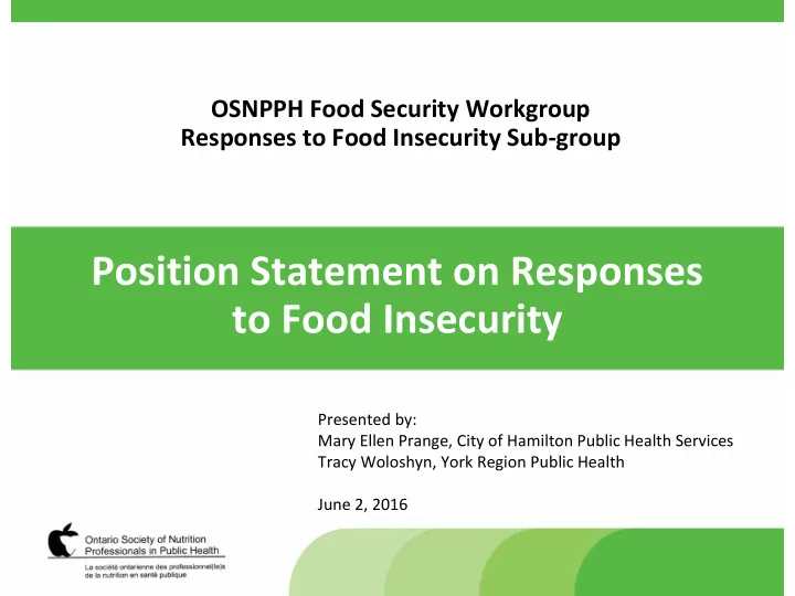 to food insecurity