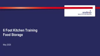 6 Foot Kitchen Training  Food Storage  May 2020  Food Storage (45 minutes)  LEARNING OUTCOMES: