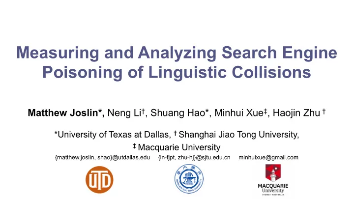 measuring and analyzing search engine poisoning of
