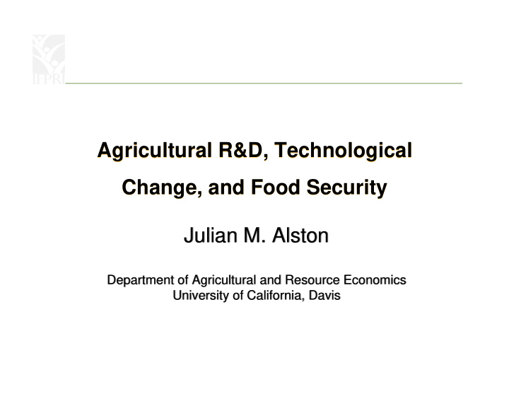 agricultural r d technological agricultural r d