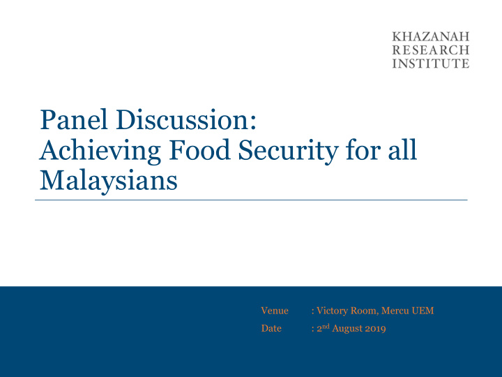 panel discussion achieving food security for all