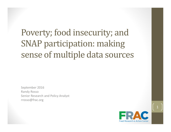 poverty food insecurity and snap participation making