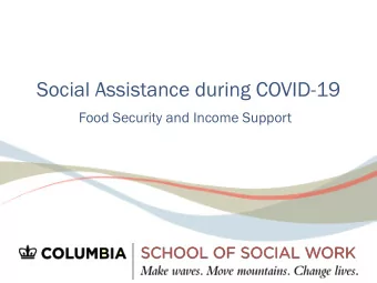 Welc  elcome t  e to Macr  acroe  oeco  conomics  cs!  Social Assistance during COVID-19  Food