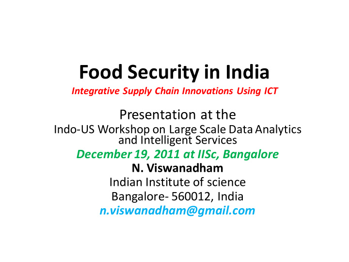 food security in india