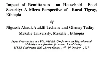 By  Nigussie Abadi, Ataklti Techane and Girmay Tesfay  Mekelle University, Mekelle , Ethiopia
