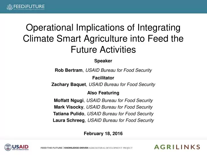 climate smart agriculture into feed the