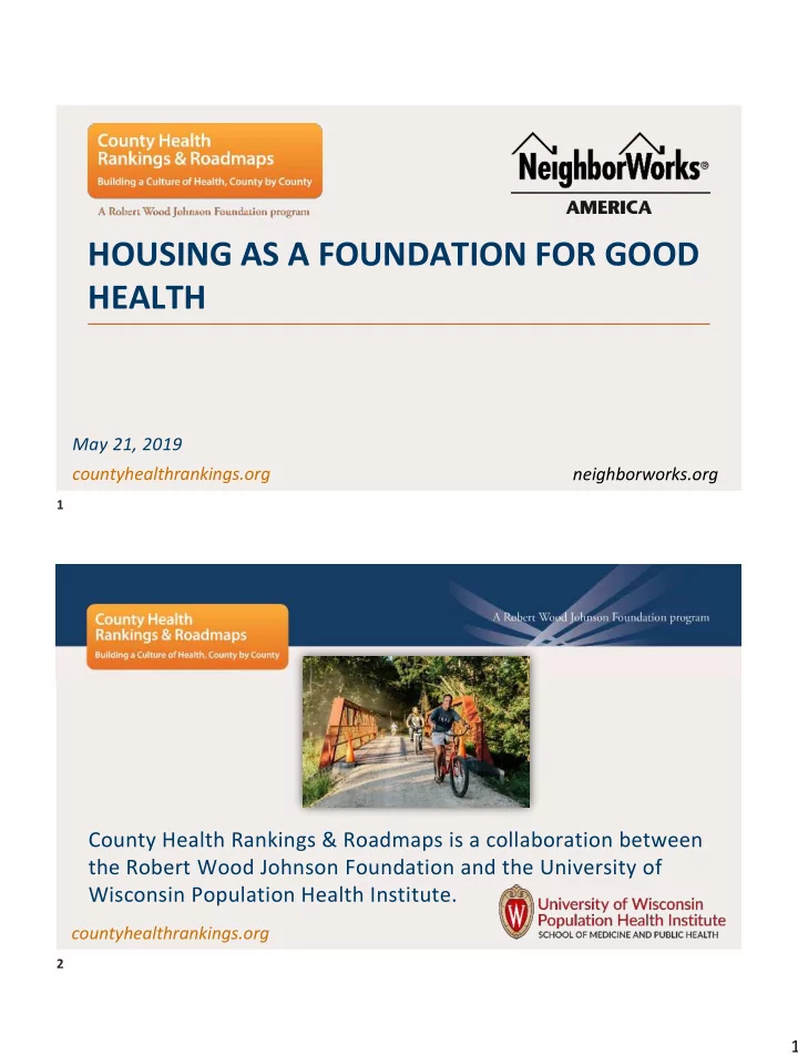 housing as a foundation for good
