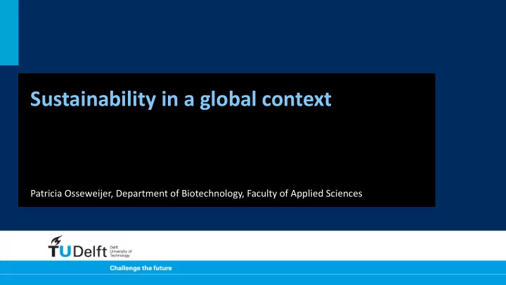 sustainability in a global context