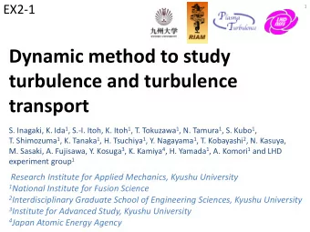 Dynamic method to study  turbulence and turbulence transport S. Inagaki, K. Ida 1 , S.-I. Itoh, K.