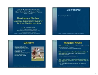 Disclosures  ESSENTIALS OF PRIMARY CARE:  A Core Curriculum for Ambulatory Practice  August 7-12,