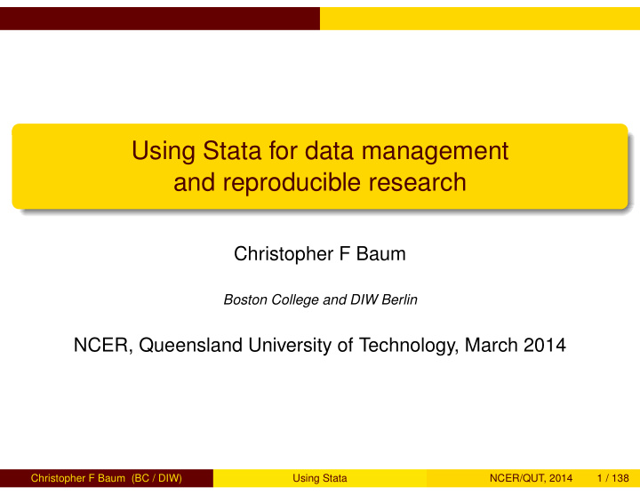 using stata for data management and reproducible research