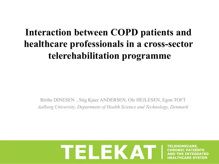 interaction between copd patients and healthcare