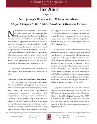 N  recently signed into law Assembly Bill  tax, New Jersey has announced that the AMA will  2501,