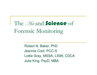 T and Science of Forensic Monitoring  Has your boss just told you?  You are our New Forensic