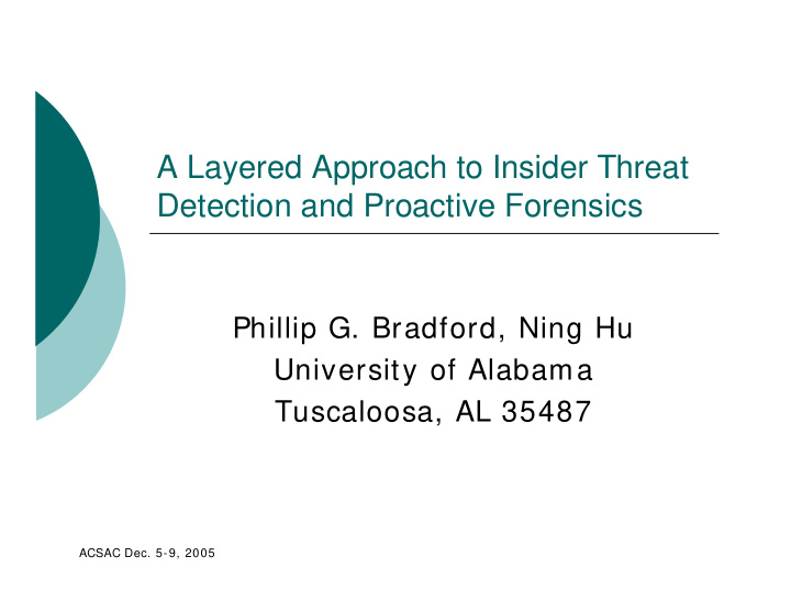 a layered approach to insider threat detection and