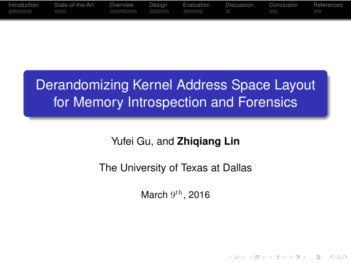 derandomizing kernel address space layout for memory