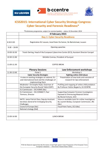 ICSS2015: International Cyber Security Strategy Congress: Cyber Security and Forensic Readiness* *