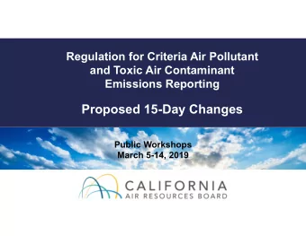 Proposed 15-Day Changes Public Workshops March 5-14, 2019  CALIFORNIA  AIR RESOURCES BOARD