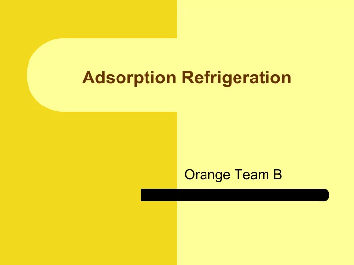 adsorption refrigeration