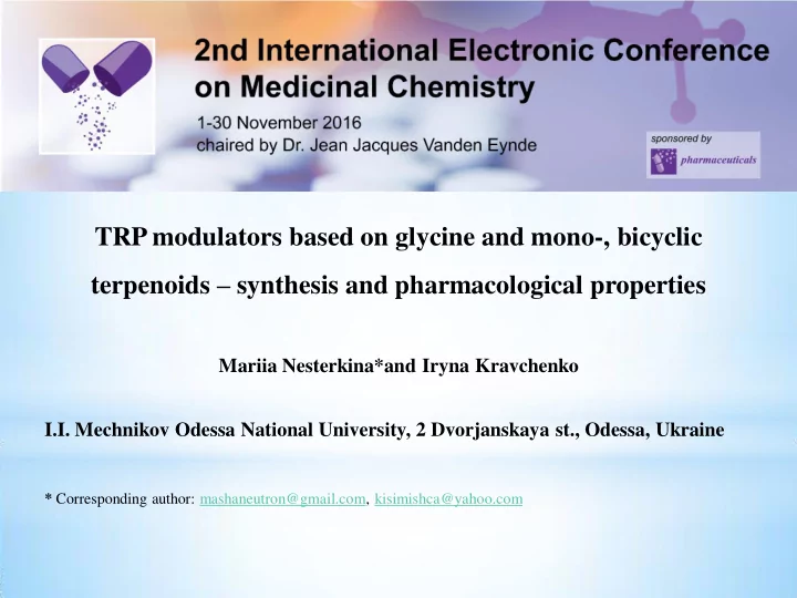 terpenoids synthesis and pharmacological properties