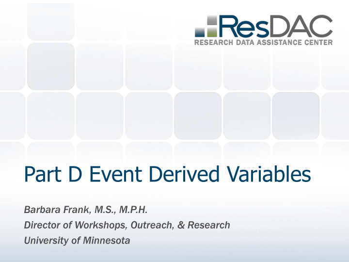 part d event derived variables