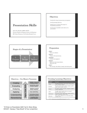 Presentation Skills  Identify ways to enhance the design of a  PowerPoint presentation