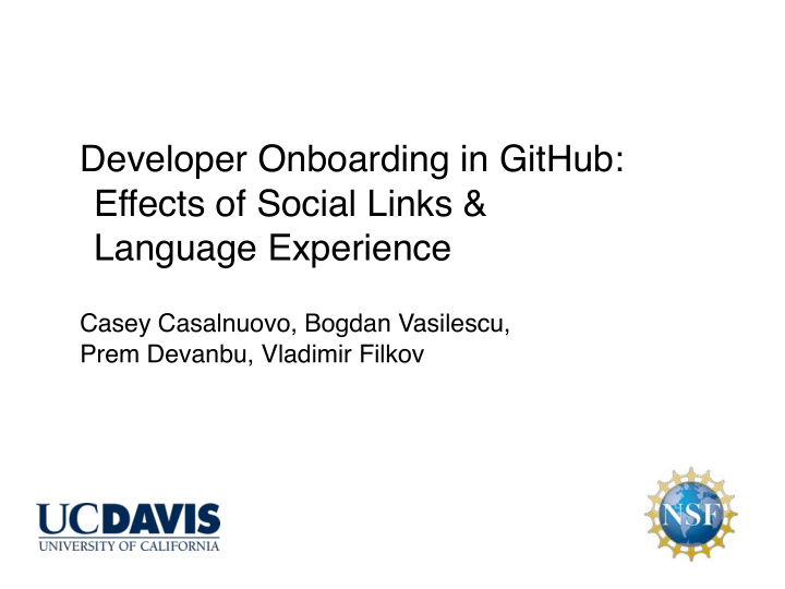 developer onboarding in github effects of social links