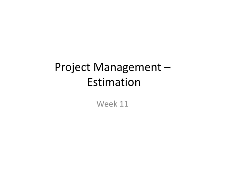 project management estimation