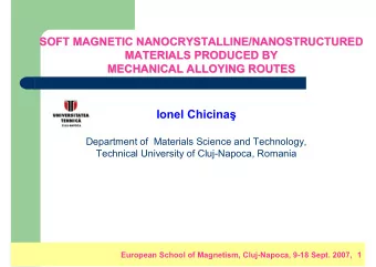 Ionel Chicina   Department of  Materials Science and Technology,  Technical University of