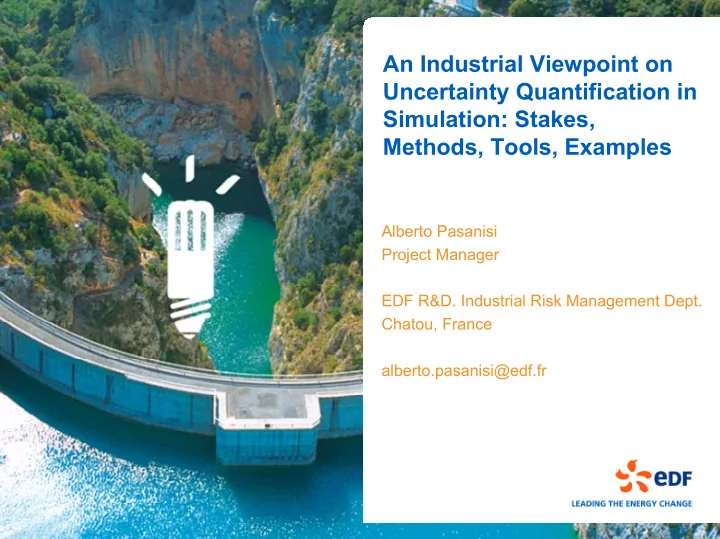 an industrial viewpoint on uncertainty quantification in