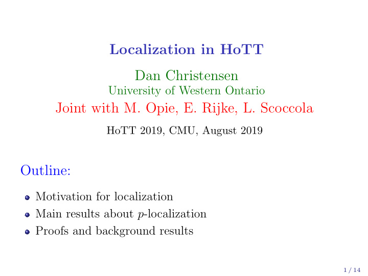 localization in hott dan christensen