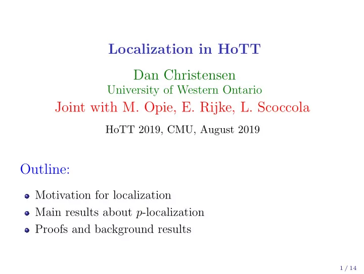 localization in hott dan christensen