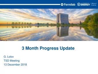 3 Month Progress Update  G. Lolov  TSD Meeting  13 December 2018  NOvA Installation Issues Recap