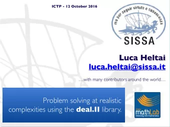 Luca Heltai  luca.heltai@sissa.it  with many contributors around the world  Problem solving