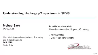 Understanding the large pT spectrum in SIDIS  Nobuo Sato  In collaboration with:  ODU/JLab