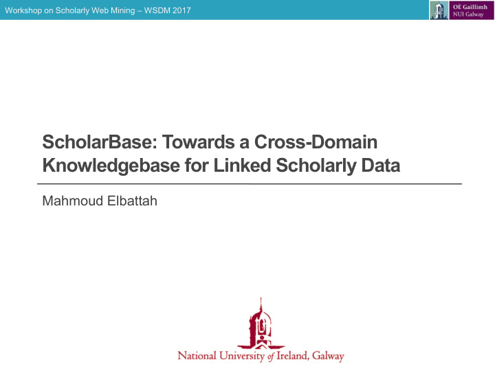 scholarbase towards a cross domain knowledgebase for