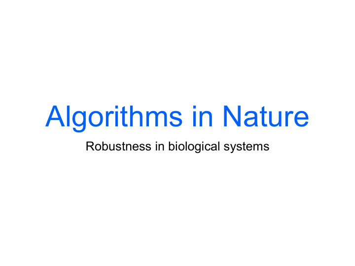 algorithms in nature