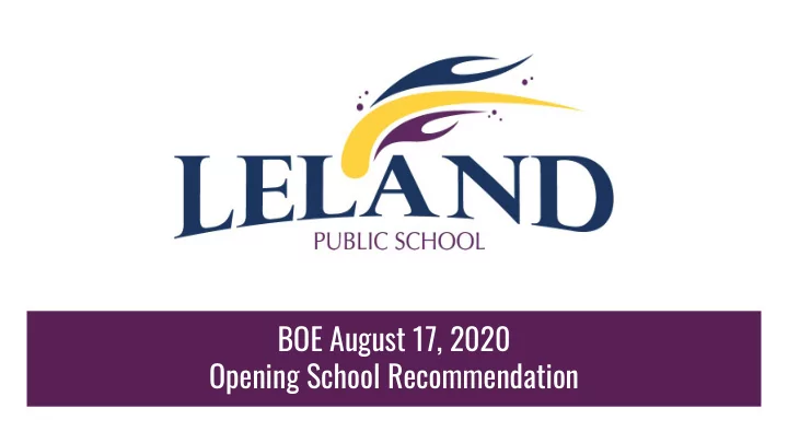 boe august 17 2020 opening school recommendation what