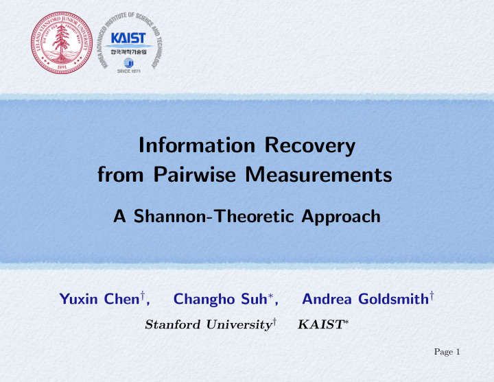 information recovery from pairwise measurements