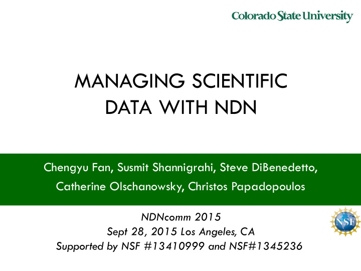 managing scientific data with ndn
