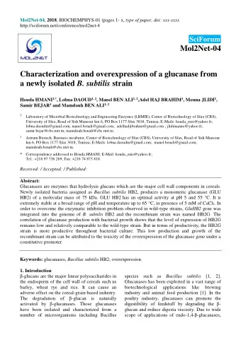 Mol2Net-04  Characterization and overexpression of a glucanase from a newly isolated B. subtilis