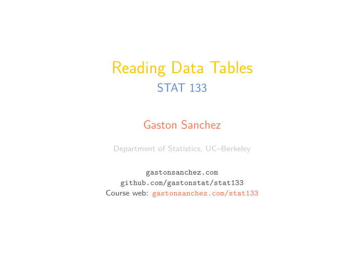 reading data tables