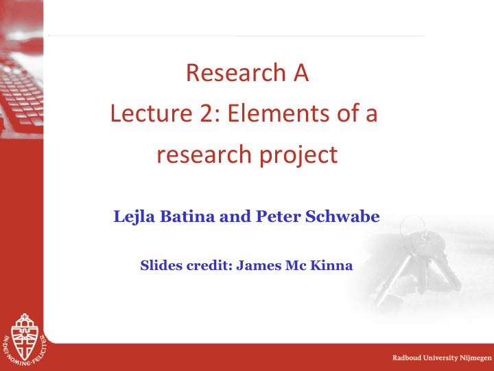research a lecture 2 elements of a research project
