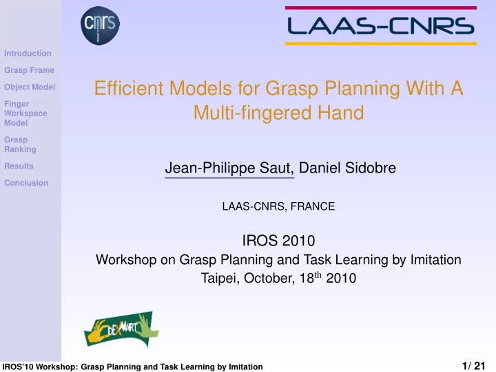 efficient models for grasp planning with a