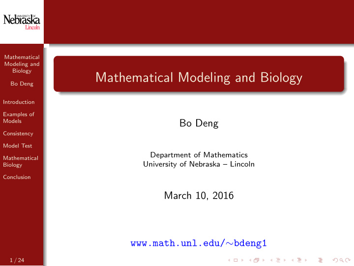 mathematical modeling and biology