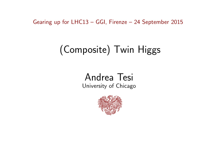 composite twin higgs andrea tesi